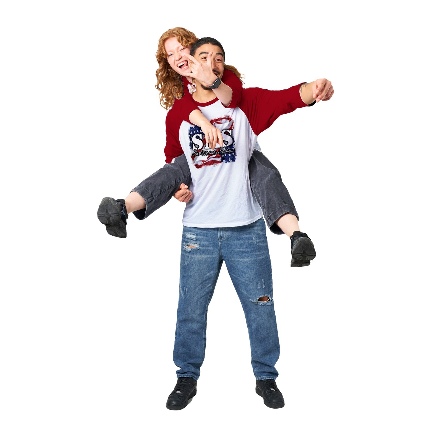 SMS (Flag1) - Unisex 3/4 sleeve Raglan T-shirt