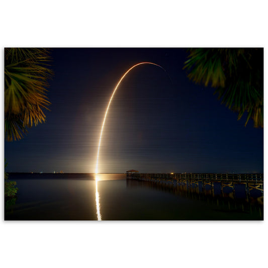 Falcon 9 launch Brushed Aluminum Print