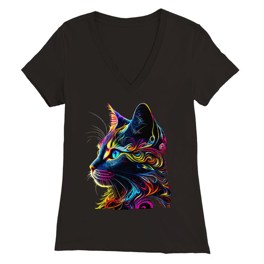 Colorful Kitty Premium Womens V-Neck T-shirt