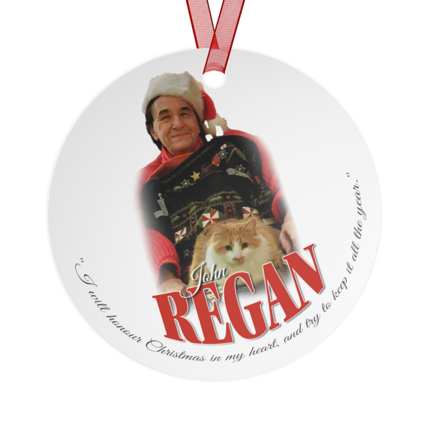 John Regan Two Sided Metal Christmas Ornament