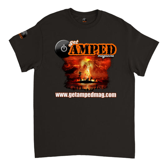 GetAMPED Magazine (Single sided with logo on sleeve and inside neck) Heavyweight Unisex Crewneck T-shirt